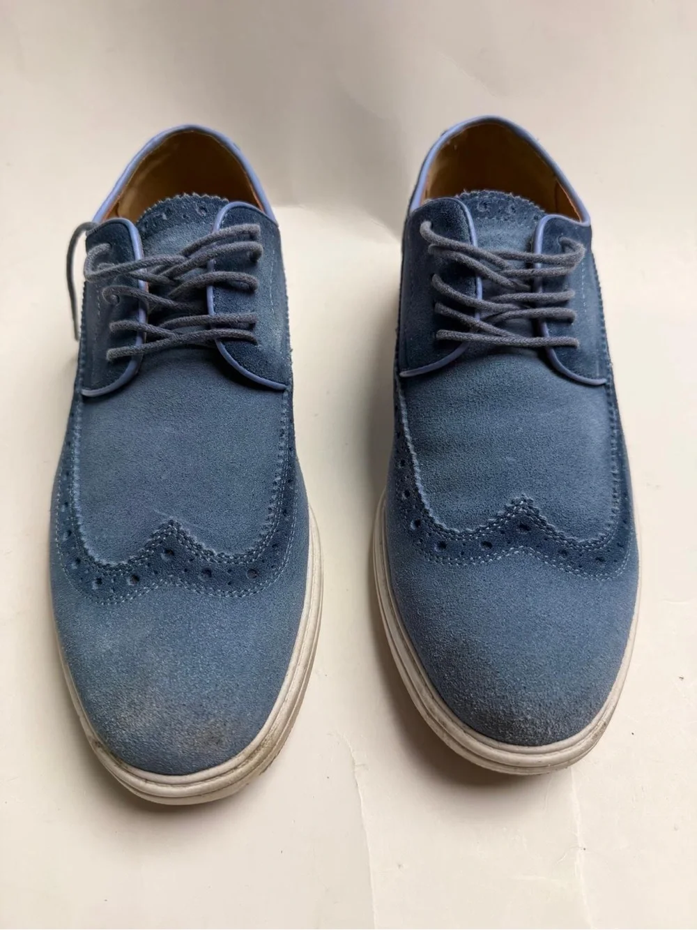 Stacy Adams Blue Suede Wingtip Oxfords